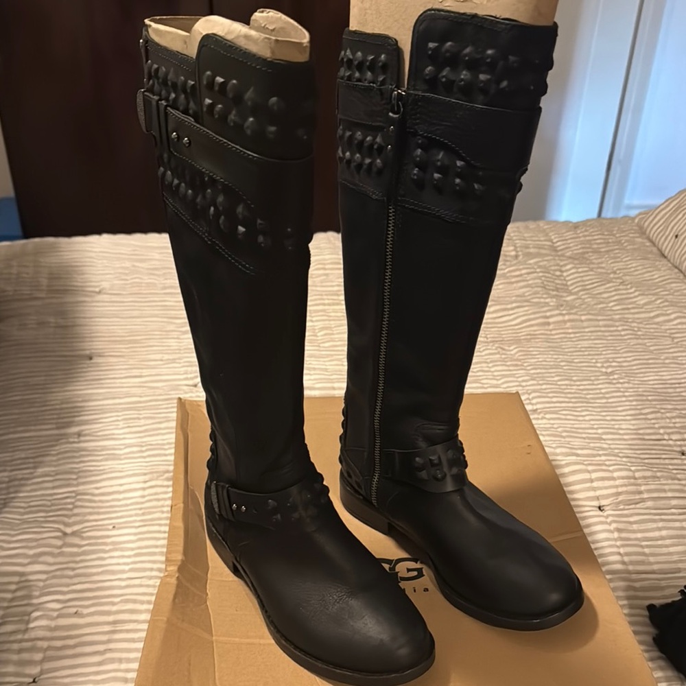 UGG Black Winter Boots with Quilted Design